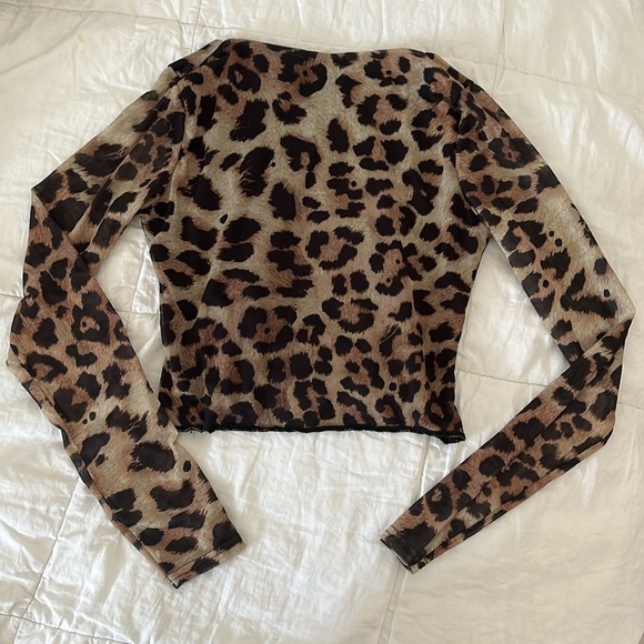 Nasty Gal 🐆 Sheer Long Sleeve Leopard cult top ⚡️ - Picture 6 of 7